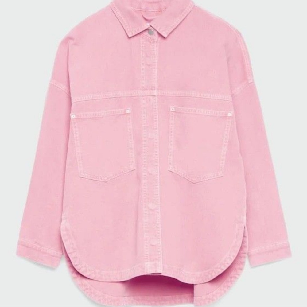 Pink Stradivarius Oversized Jean Jacket